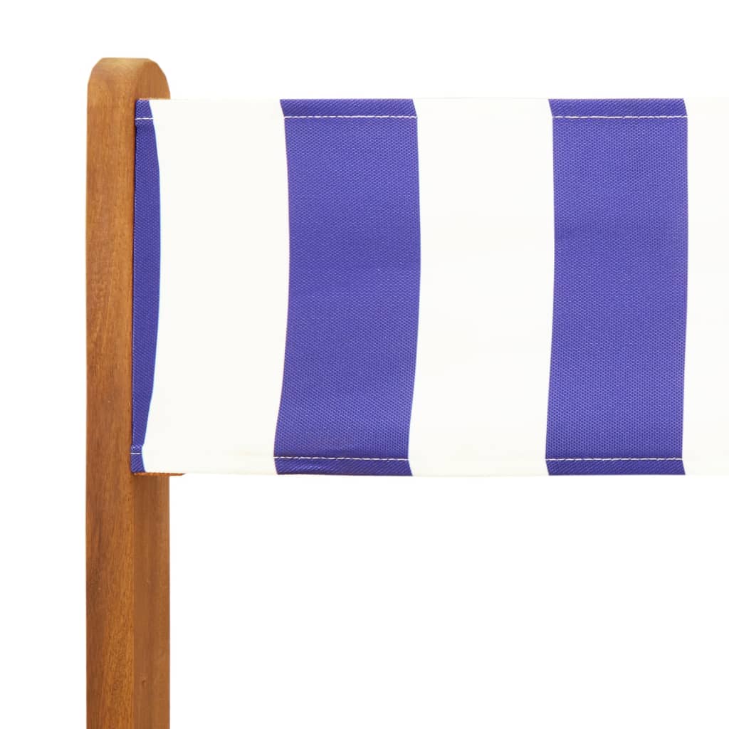 Tuinstoelen 6 st inklapbaar stof en massief hout blauw en wit