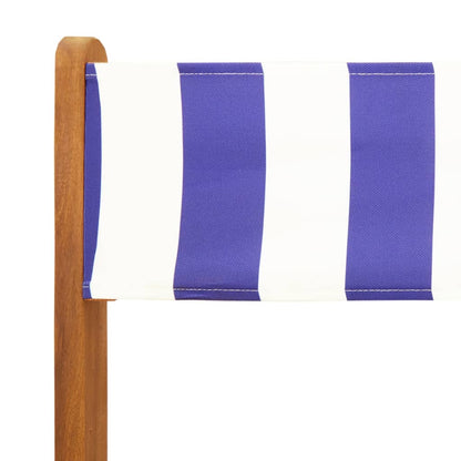 Tuinstoelen 6 st inklapbaar stof en massief hout blauw en wit