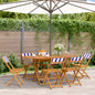 Tuinstoelen 6 st inklapbaar stof en massief hout blauw en wit