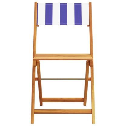 Tuinstoelen 8 st inklapbaar stof en massief hout blauw en wit