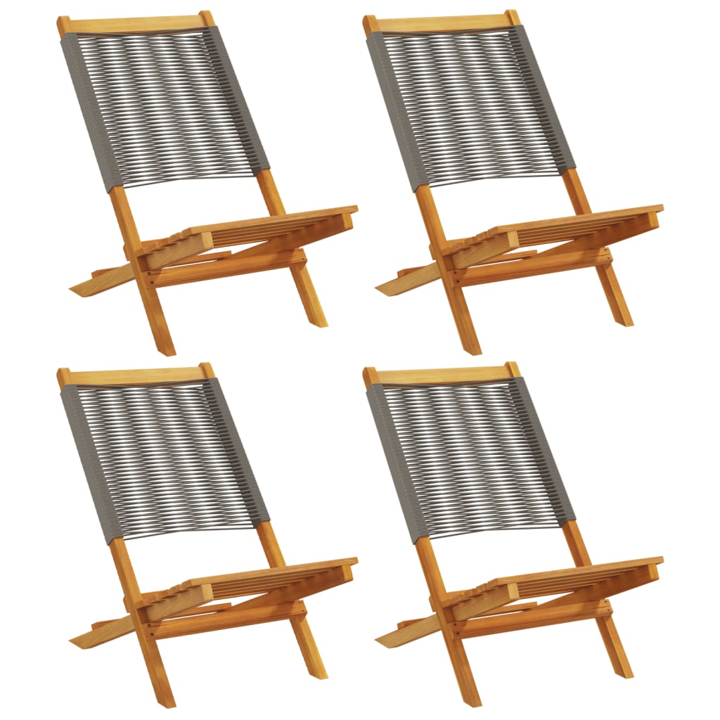 Tuinstoelen 4 st inklapbaar massief acaciahout grijs