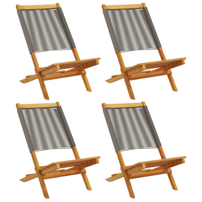 Tuinstoelen 4 st inklapbaar massief acaciahout grijs