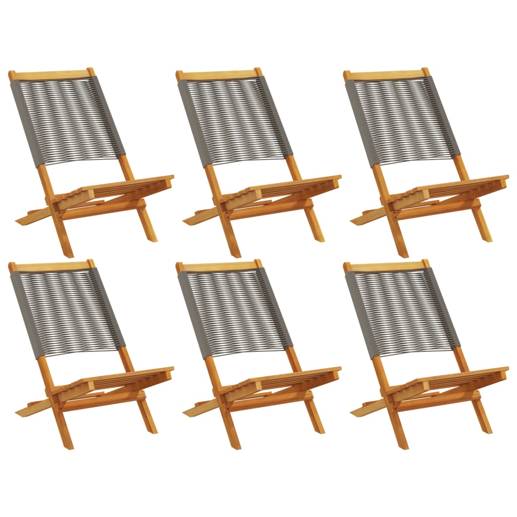 Tuinstoelen 6 st inklapbaar massief acaciahout grijs