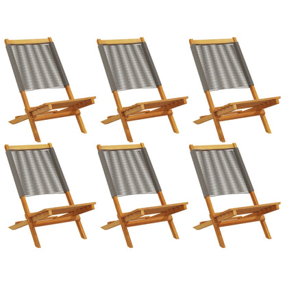 Tuinstoelen 6 st inklapbaar massief acaciahout grijs