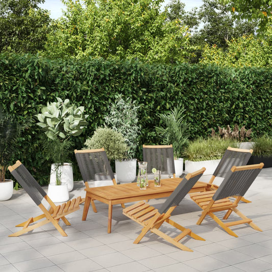 Tuinstoelen 6 st inklapbaar massief acaciahout grijs