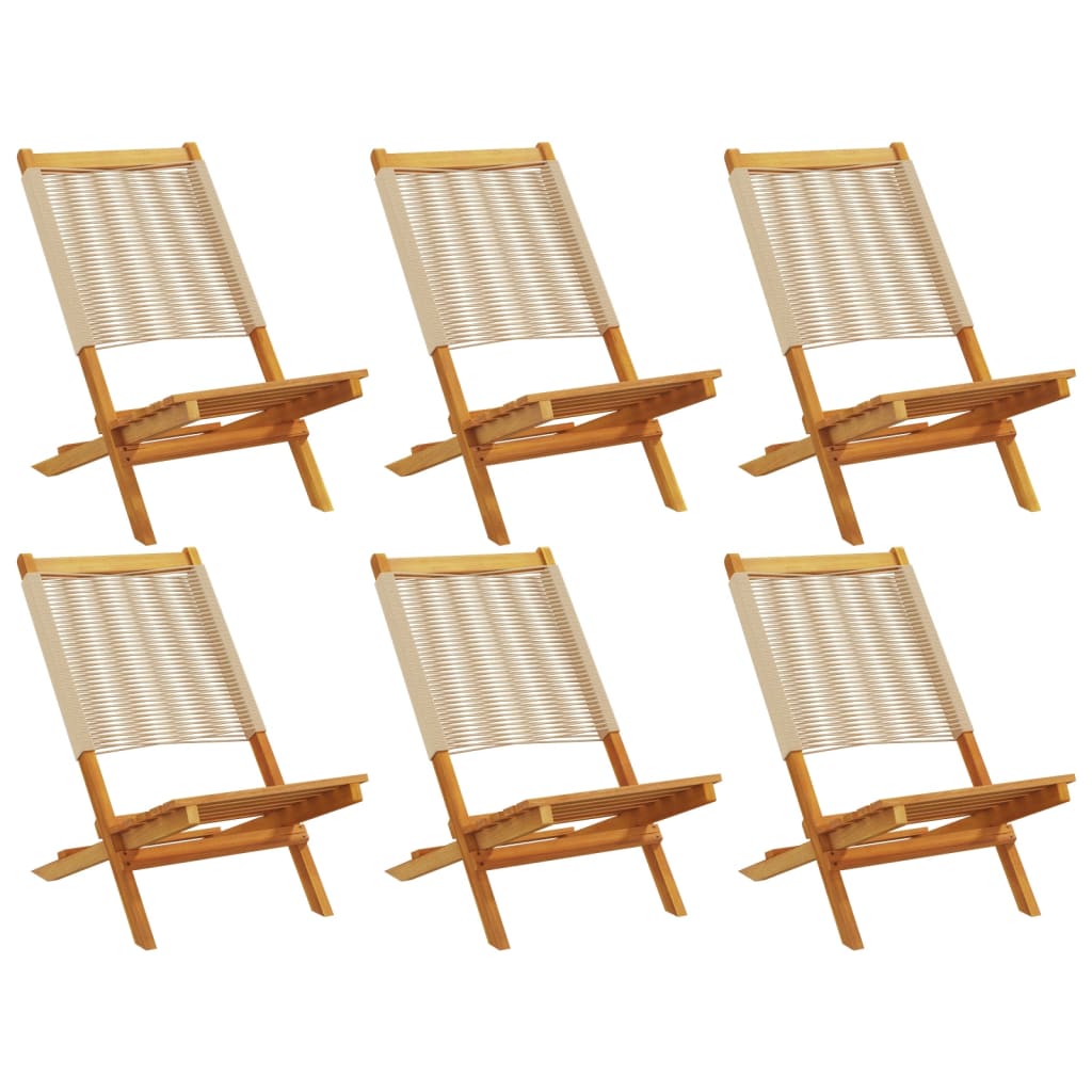 Tuinstoelen 6 st inklapbaar massief acaciahout beige