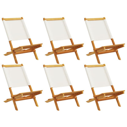 Tuinstoelen 6 st inklapbaar massief hout en stof crèmewit