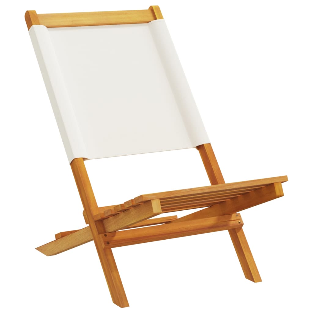 Tuinstoelen 6 st inklapbaar massief hout en stof crèmewit