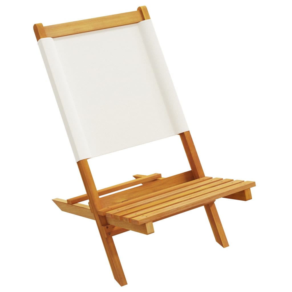 Tuinstoelen 6 st inklapbaar massief hout en stof crèmewit
