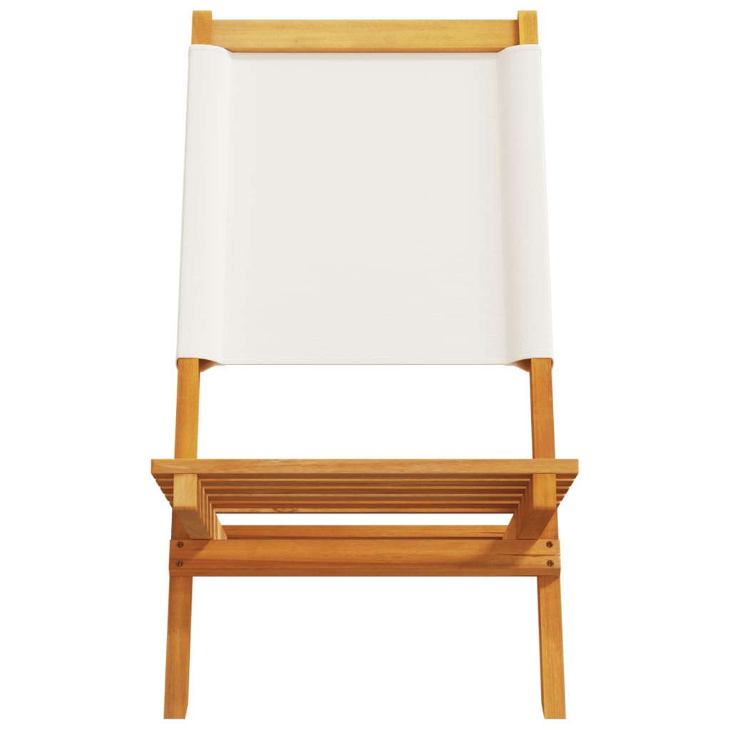 Tuinstoelen 6 st inklapbaar massief hout en stof crèmewit