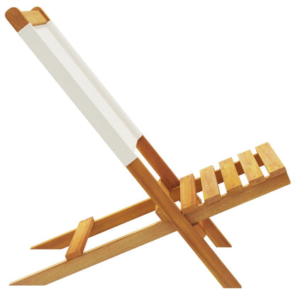 Tuinstoelen 6 st inklapbaar massief hout en stof crèmewit