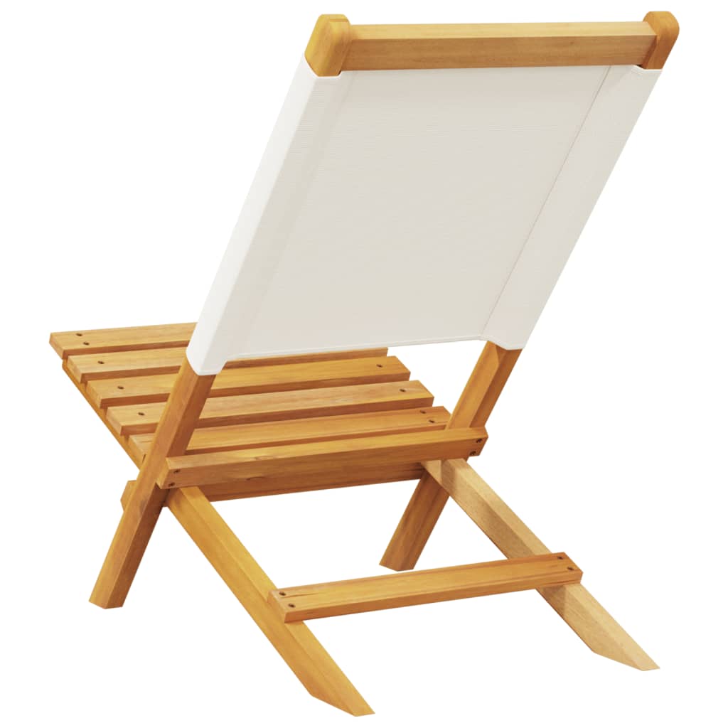 Tuinstoelen 6 st inklapbaar massief hout en stof crèmewit