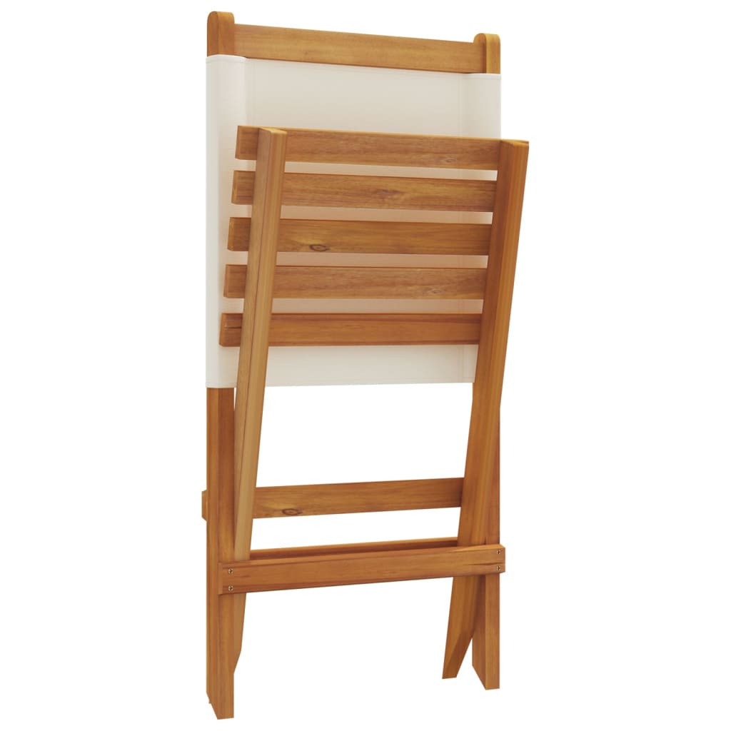 Tuinstoelen 6 st inklapbaar massief hout en stof crèmewit