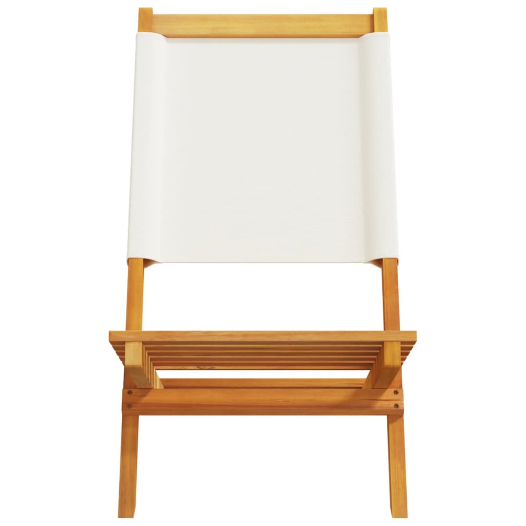 Tuinstoelen 8 st inklapbaar massief hout en stof crèmewit