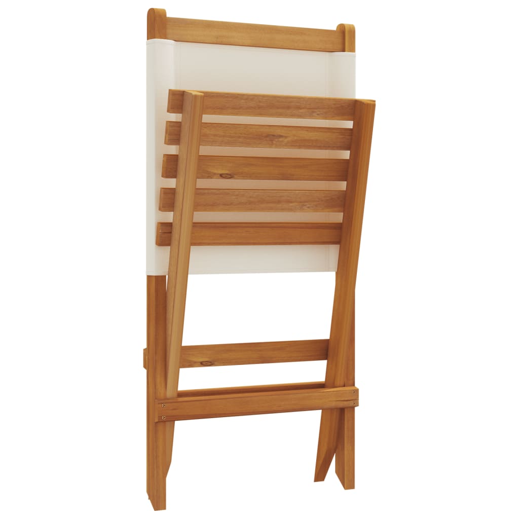 Tuinstoelen 8 st inklapbaar massief hout en stof crèmewit