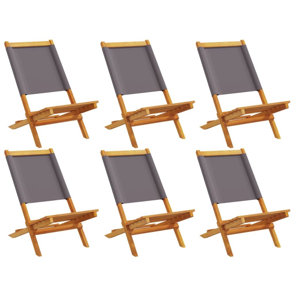 Tuinstoelen 6 st inklapbaar massief hout en stof antracietkleur