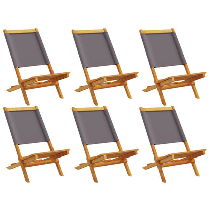 Tuinstoelen 6 st inklapbaar massief hout en stof antracietkleur