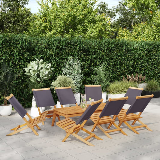 Tuinstoelen 8 st inklapbaar massief hout en stof antracietkleur