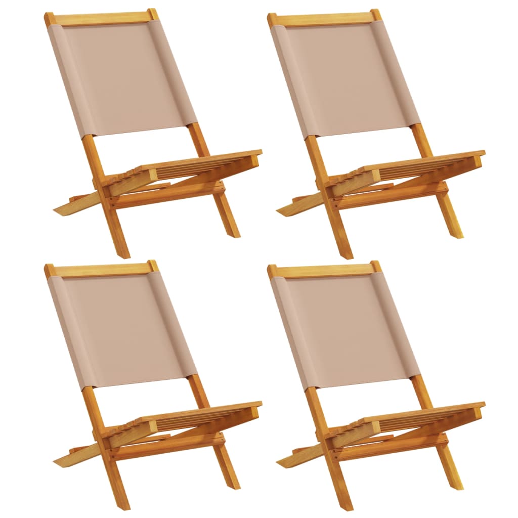 Tuinstoelen 4 st inklapbaar stof en massief hout taupe