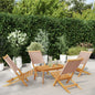 Tuinstoelen 4 st inklapbaar stof en massief hout taupe