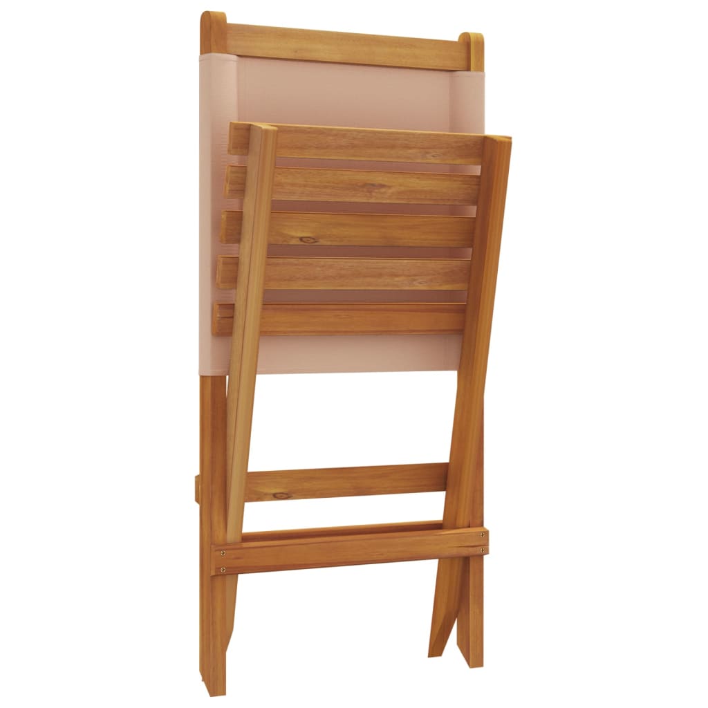 Tuinstoelen 8 st inklapbaar stof en massief hout taupe