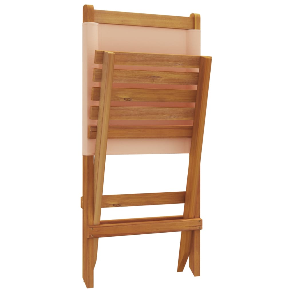 Tuinstoelen 4 st inklapbaar stof en massief hout beige