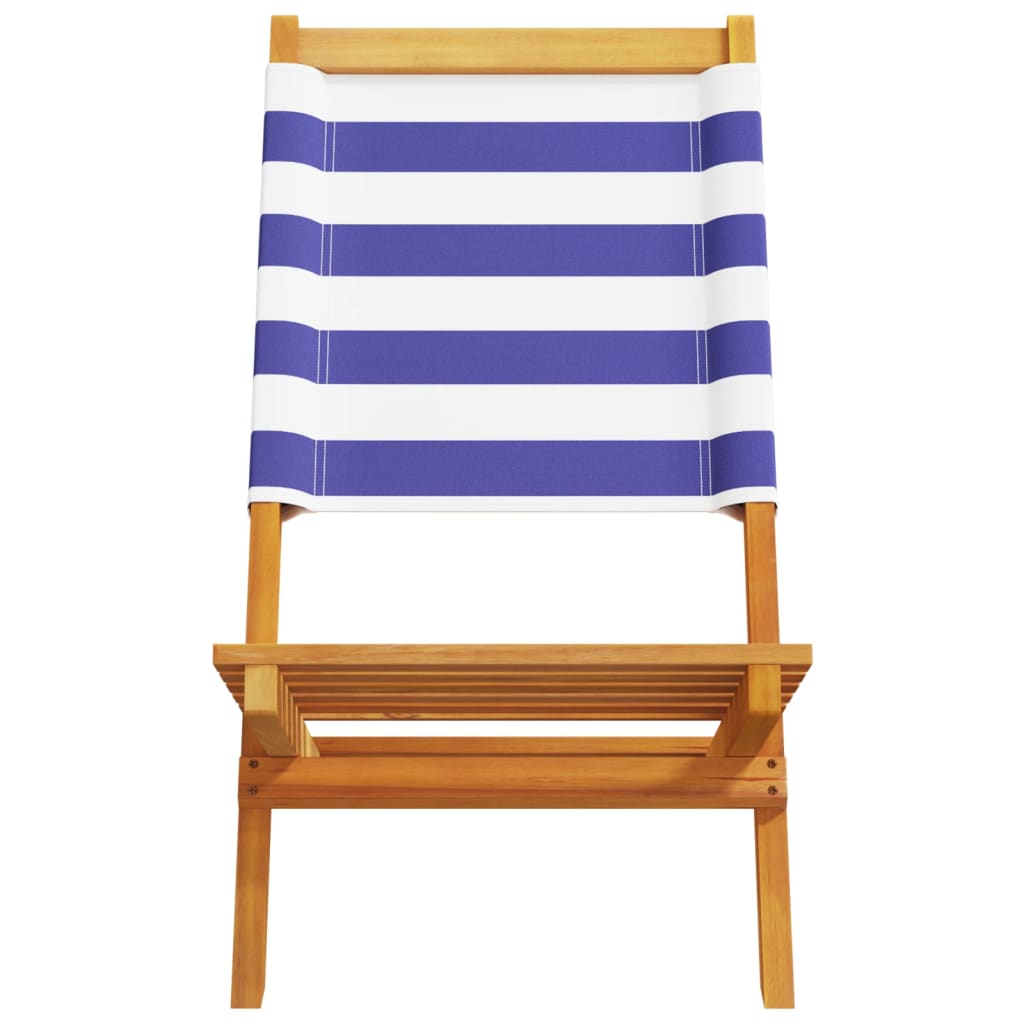 Tuinstoelen 4 st inklapbaar stof en massief hout blauw en wit