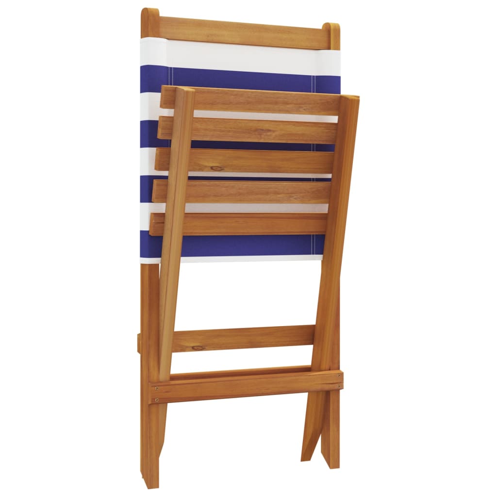 Tuinstoelen 4 st inklapbaar stof en massief hout blauw en wit