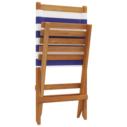 Tuinstoelen 4 st inklapbaar stof en massief hout blauw en wit