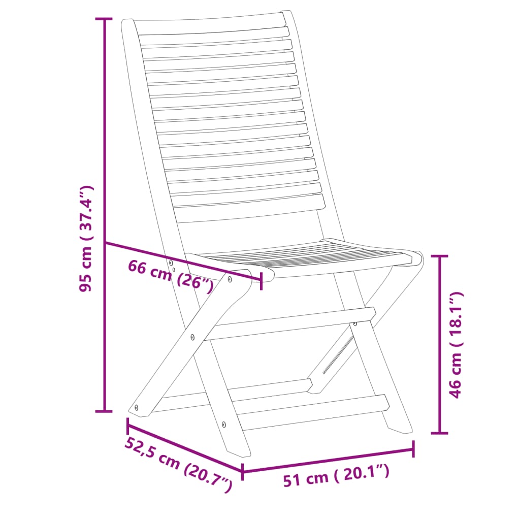 Tuinstoelen 8 st inklapbaar 51x66x95 cm massief acaciahout