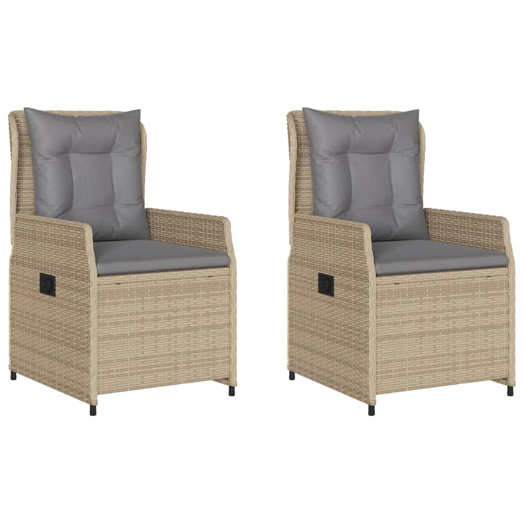 Tuinstoelen 2 st verstelbaar poly rattan beige