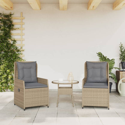 Tuinstoelen 2 st verstelbaar poly rattan beige