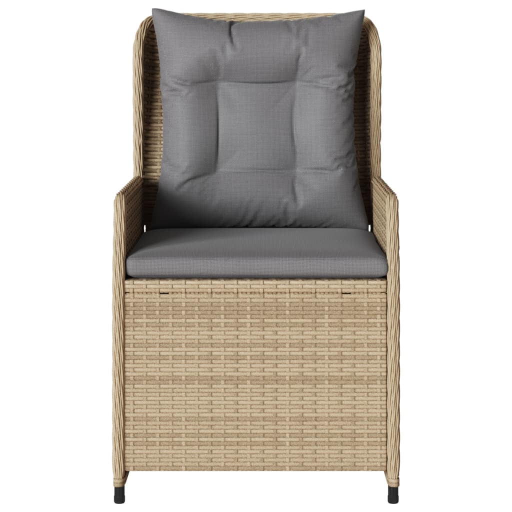 Tuinstoelen 2 st verstelbaar poly rattan beige