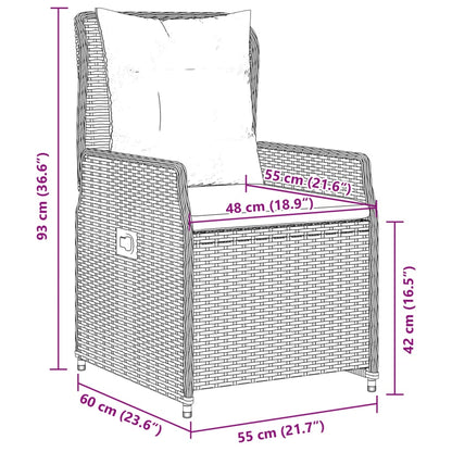 Tuinstoelen 2 st verstelbaar poly rattan beige
