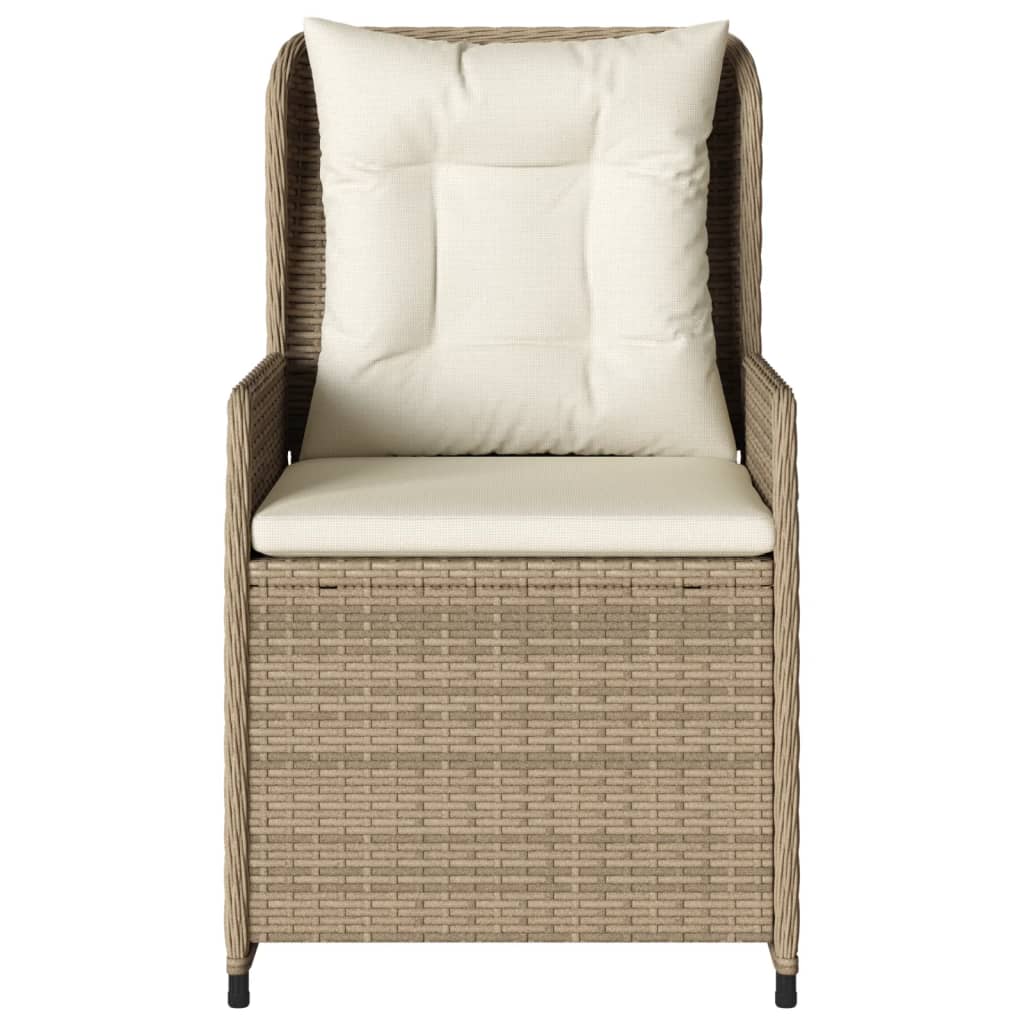 Tuinstoelen 2 st verstelbaar poly rattan beige