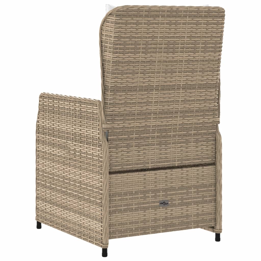 Tuinstoelen 2 st verstelbaar poly rattan beige