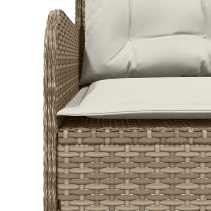 Tuinbank met kussens L-vormig poly rattan beige