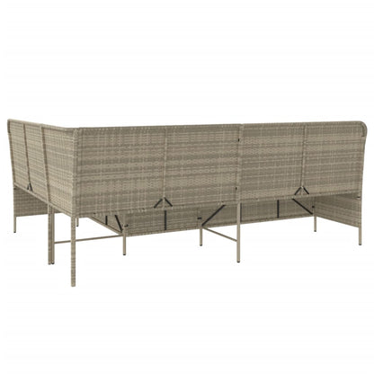 Tuinbank met kussens L-vormig poly rattan lichtgrijs