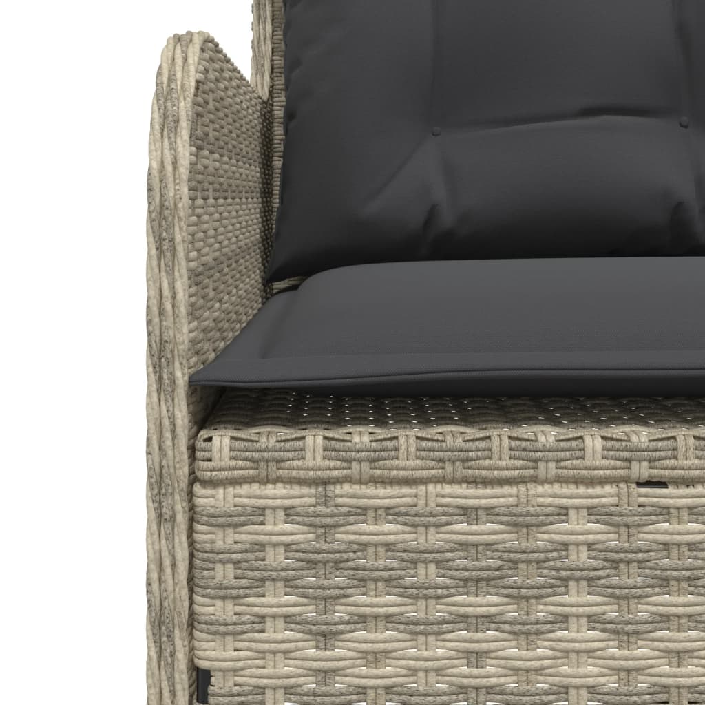 Tuinbank met kussens L-vormig poly rattan lichtgrijs