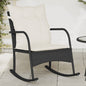 Tuinschommelstoel met kussens poly rattan zwart