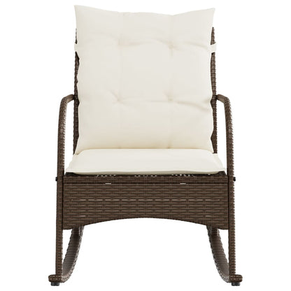 Tuinschommelstoel met kussens poly rattan bruin