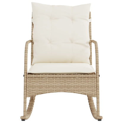 Tuinschommelstoel met kussens poly rattan beige