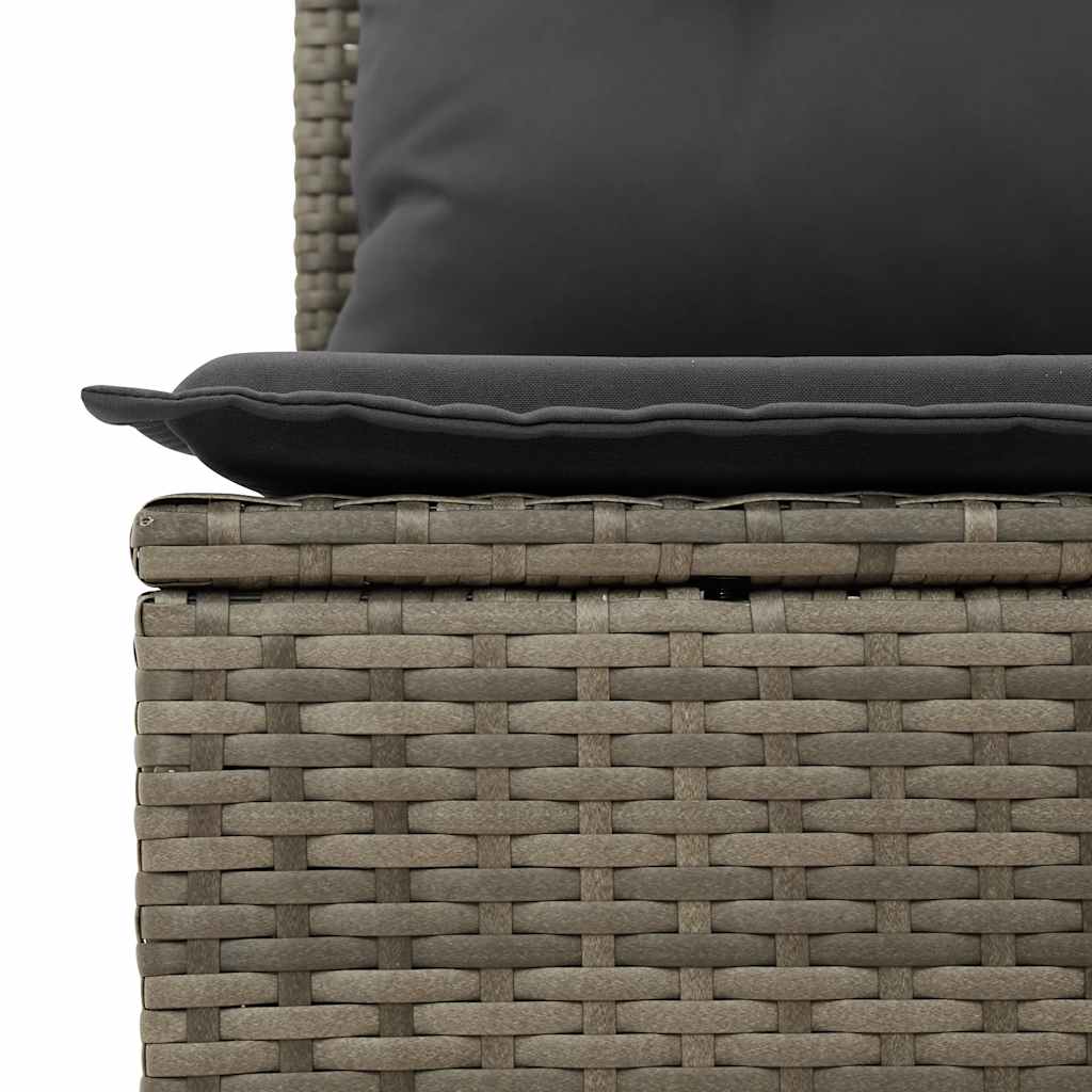 7-delige Loungeset met kussens poly rattan lichtgrijs