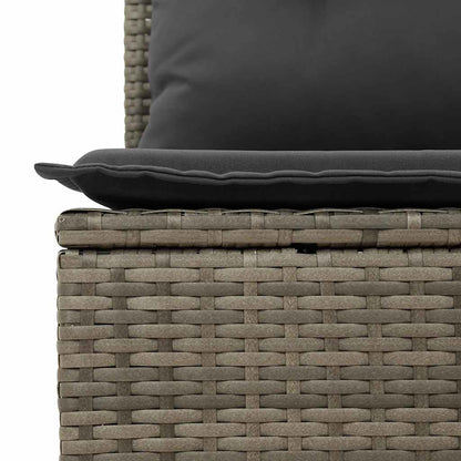7-delige Loungeset met kussens poly rattan lichtgrijs