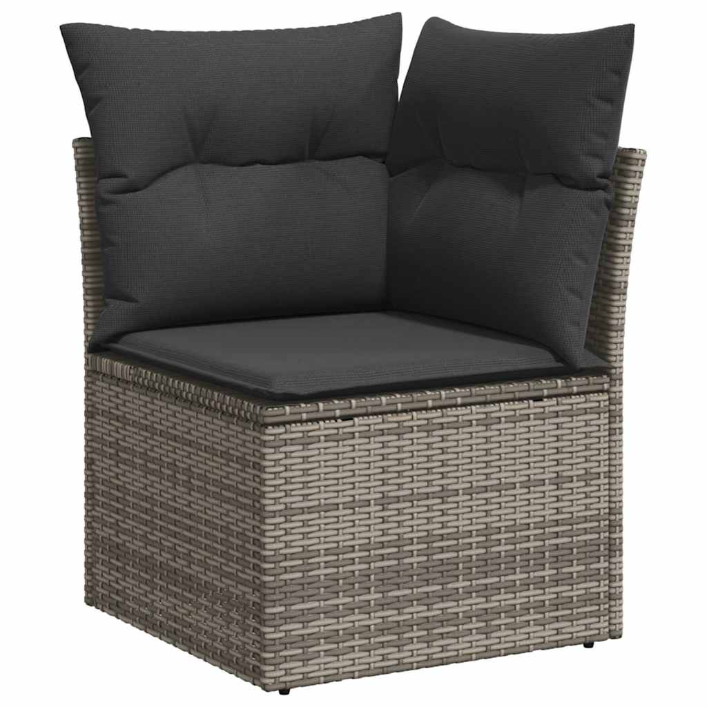 7-delige Loungeset met kussens poly rattan lichtgrijs