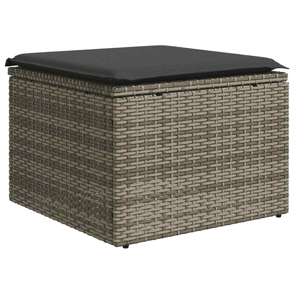7-delige Loungeset met kussens poly rattan lichtgrijs