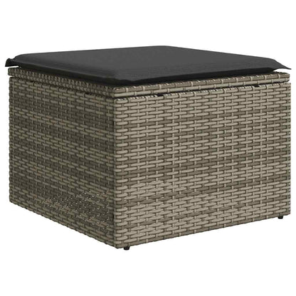 7-delige Loungeset met kussens poly rattan lichtgrijs