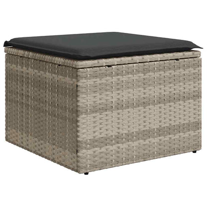 8-delige Loungeset met kussens poly rattan lichtgrijs