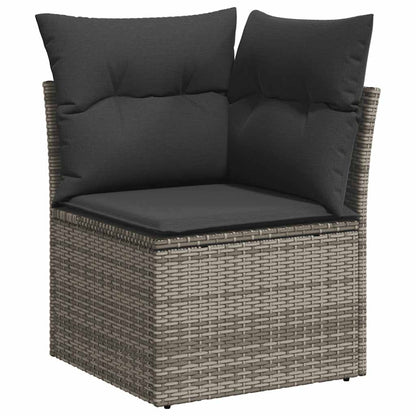 8-delige Loungeset met kussens poly rattan lichtgrijs