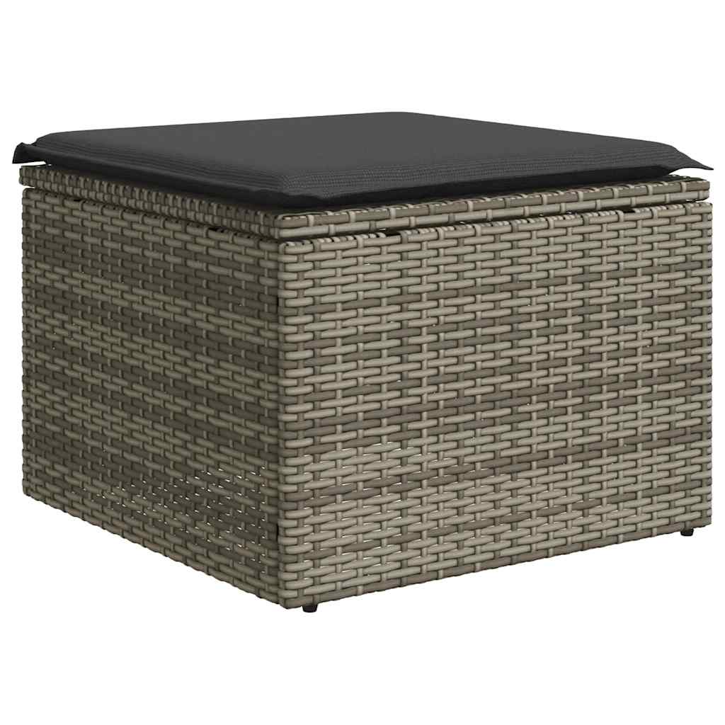 8-delige Loungeset met kussens poly rattan lichtgrijs